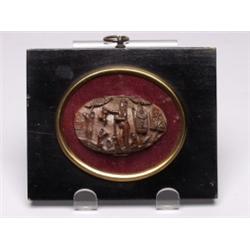 Early 18th C Carved Nut Snuff Box Cover