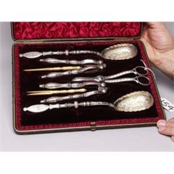 Antique English Cased Nut, Grape, Berry Service