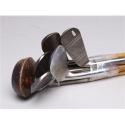 Six Old Wood Shaft Golf Clubs