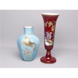 2 Victorian Enamellled Glass Vases