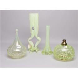 Victorian Vaseline Glass 4 Items