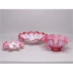 Three Victorian Glass Baskets