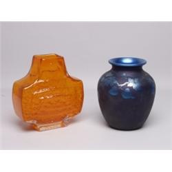 Two Heavy Art Glass Vases