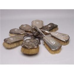 Estate Sterling 8 Vintage Handled Brushes
