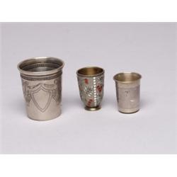 3 Continental Hallmarked Silver Beakers
