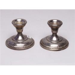 Pair Sterling Silver Weighted Candflesticks