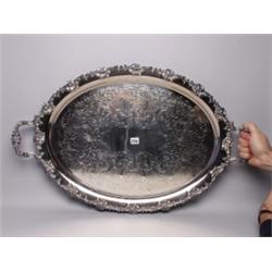 Antique Oval English Silver Plate Tray