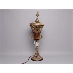 Vintage 1920s Cold Painted Metal Lamp