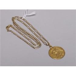 14K Gold Chain & Victory Pendant