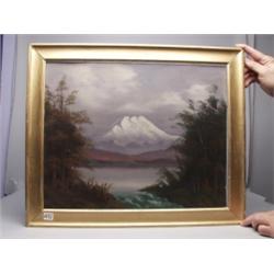 19th C Oil Painting of Mount Baker