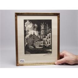 Old Pencil Signed Woodcut