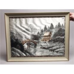 Japanese Silk Embroidery Landscape