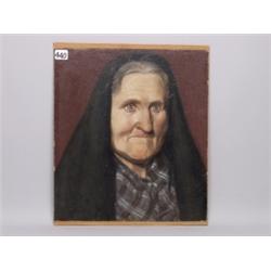 19th C Portrait Oil on Paper 