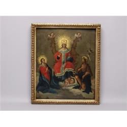 Antique Icon in Wood Panel