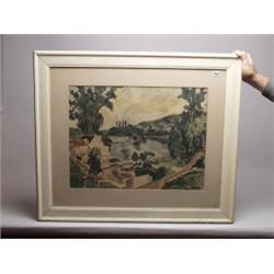 Vintage Stone Lithograph