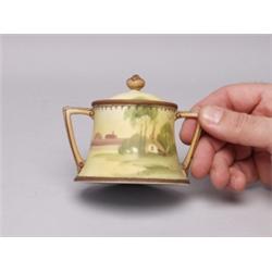 Nippon Hand Painted Green Mark Sugar Bowl