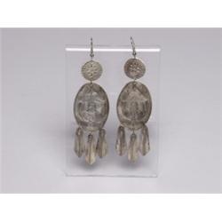 Pr Feathered Silver Earrings 12.6 Grams