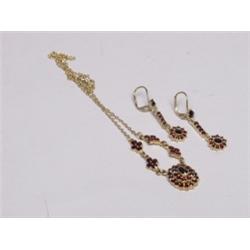 Bohemian Garnet Lavalier & Earrings