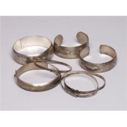 Estate Lot Seven Sterlng Silver Bracelets