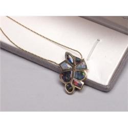 14K Gold & Opal Brooch With Chain