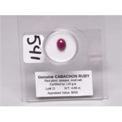 Cabachon Ruby  4.66 Ct