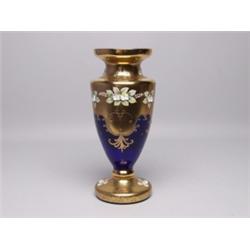 Gilt & Enamelled Cobalt Glass Vase