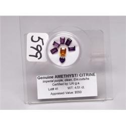 Amethyst and Citrine  4.51 Ct