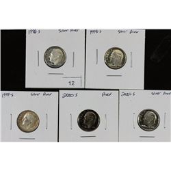 1996-S,98-S,99-S,2000-S & 01-S PF SILVER ROSY