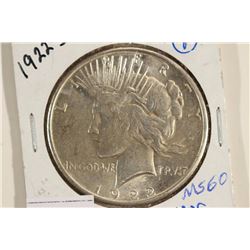 1922-S PEACE SILVER DOLLAR UNC