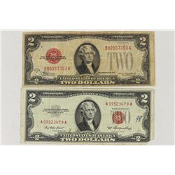 1928-C & 1953 US $2 RED SEAL NOTES