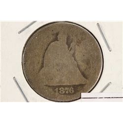 1876 SEATED LIBERTY QUARTER SMOOTH REV.