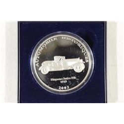2003 CONGO SILVER PROOF 10 FRANCS AUTOMOBILE