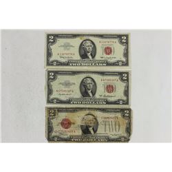 1928-D,53-A & 63 US $2 RED SEAL NOTES