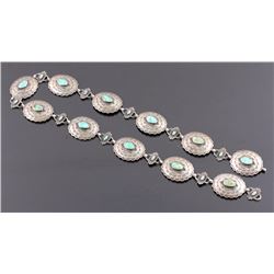 Navajo Sterling Silver Turquoise Concho Belt