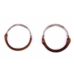 Chinese Rattan & Sterling Silver Bangle Bracelets