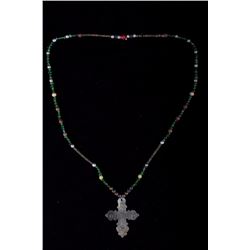 Hudson Bay Silver Cross Trade Bead Necklace