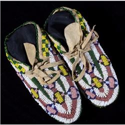 Sioux Fully Beaded Moccasins circa 20th Century