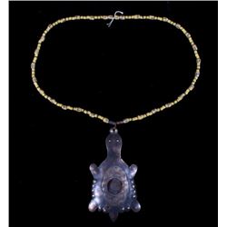 Hudson Bay Copper Turtle Effigy on Bead Necklace