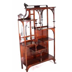 Art Nouveau Cherry Wood Etagere