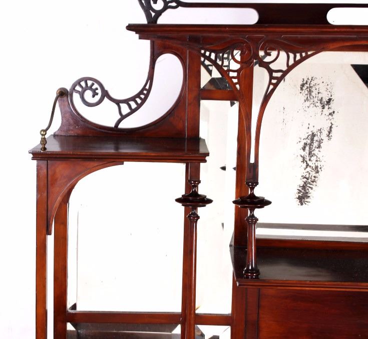Art Nouveau Cherry Wood Etagere