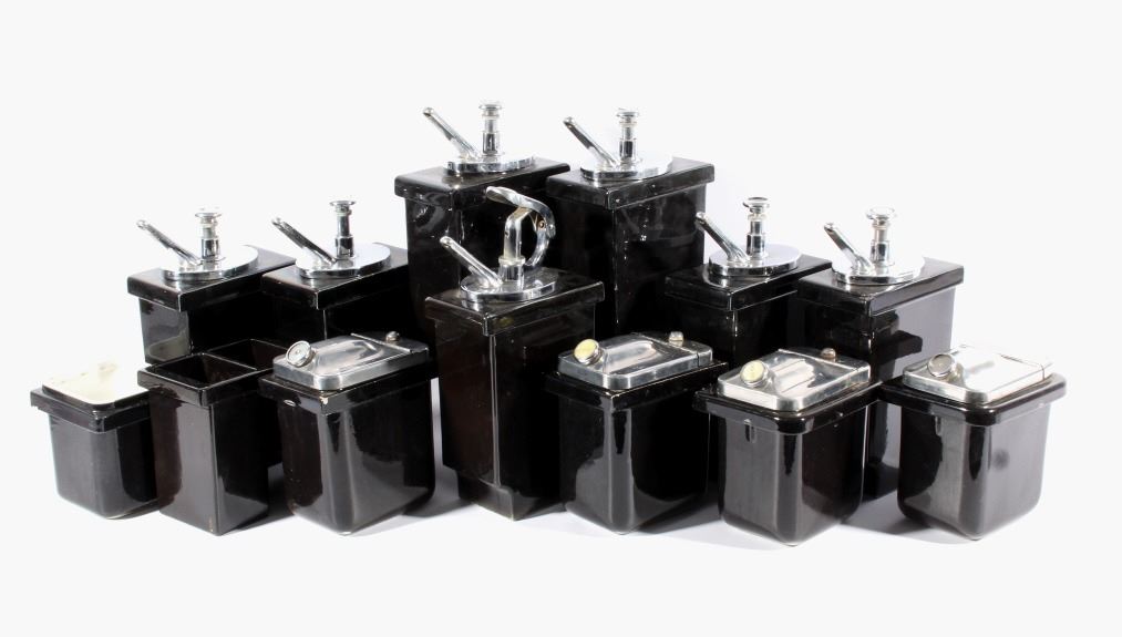 Hall Porcelain Soda Fountain Syrup Dispensers 1937