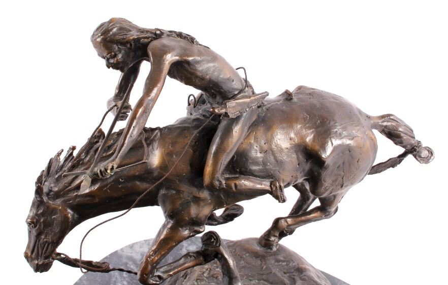 Charles M. Russell "Double Buffalo Hunt" Bronze