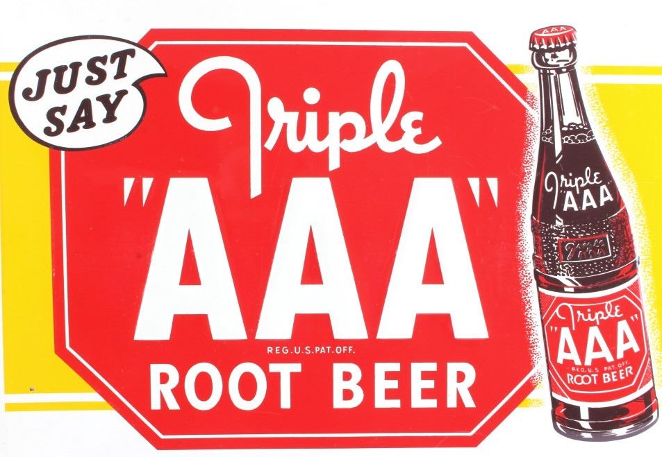Triple Aaa Number >> Original Triple Aaa Root Beer Advertising Sign Triple Aaa Number >> Original Triple Aaa Root Beer Advertising Sign