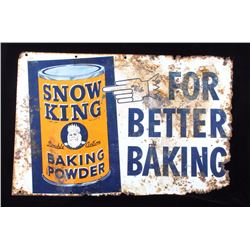Snow King Baking Powder Metal Advertisement Sign
