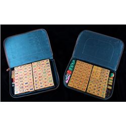 Pair Of Fine Mahjong Sets With Carrying Cases
