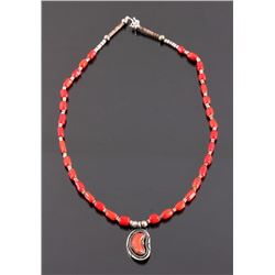 Navajo Sterling Silver and Coral Necklace