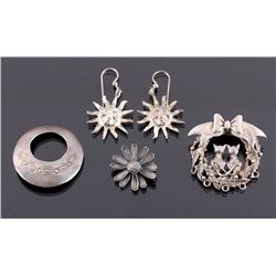 Sterling Silver Earring and Brooch Collection