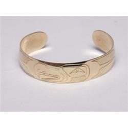 14K Native Carved Bracelet Signed PG