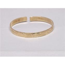 Inscribed 14K Native Carved Bracelet