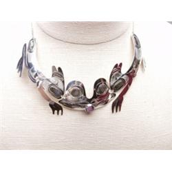 Haisla Carved Sterling Frog Necklace